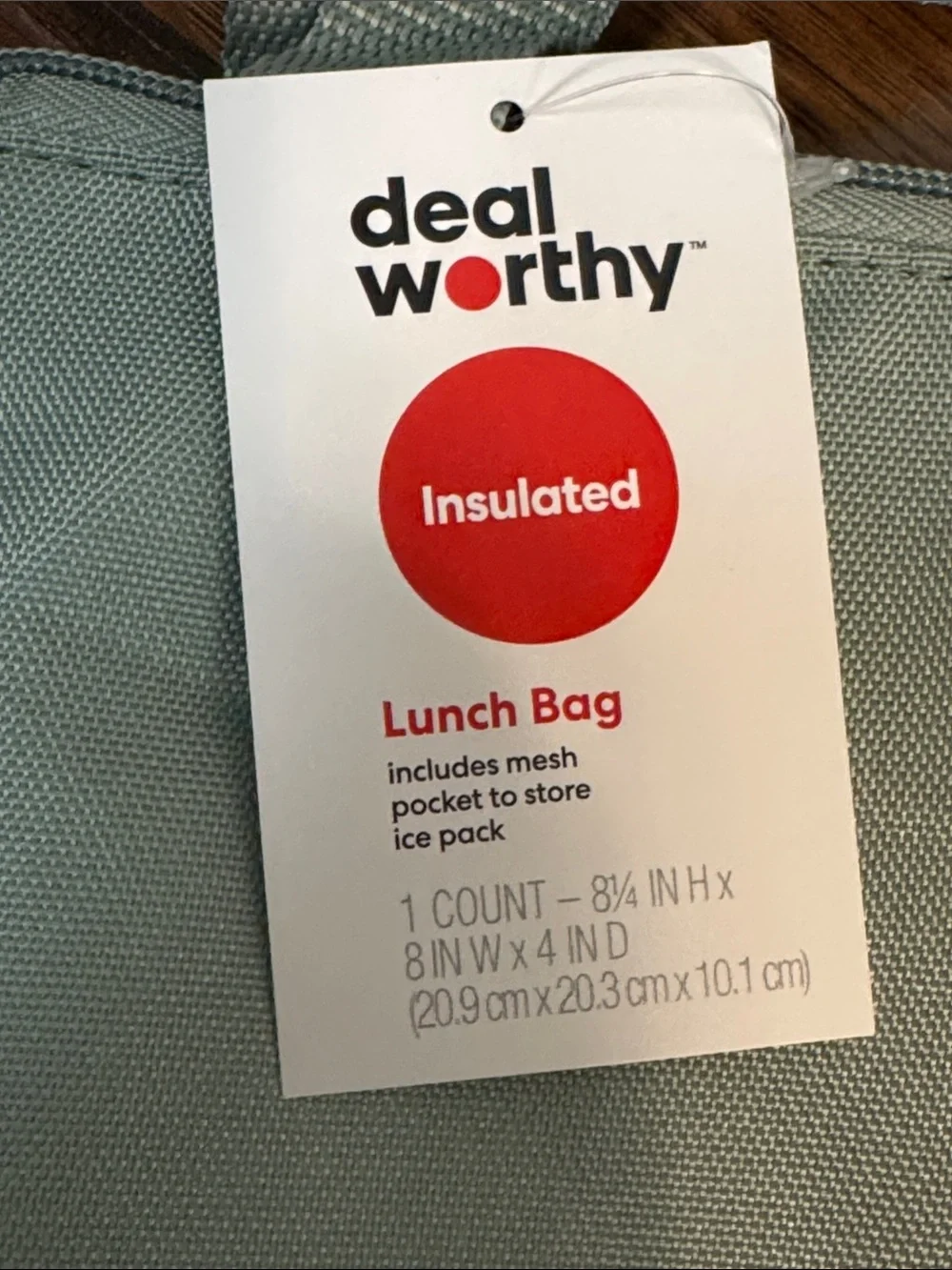 Dealworthy Insulated Lunch Bag Sage Green Gray Zip Tote Target
